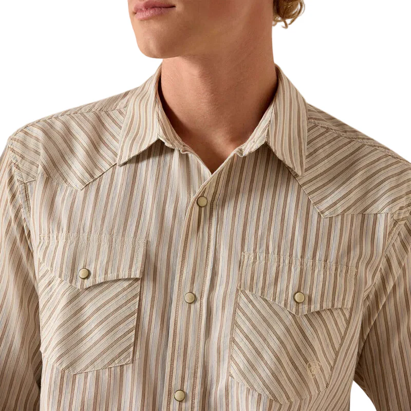 Men's Ariat Sandshell Stripe Retro Hesper Fitted Snap Shirt 10071090 - Image 4