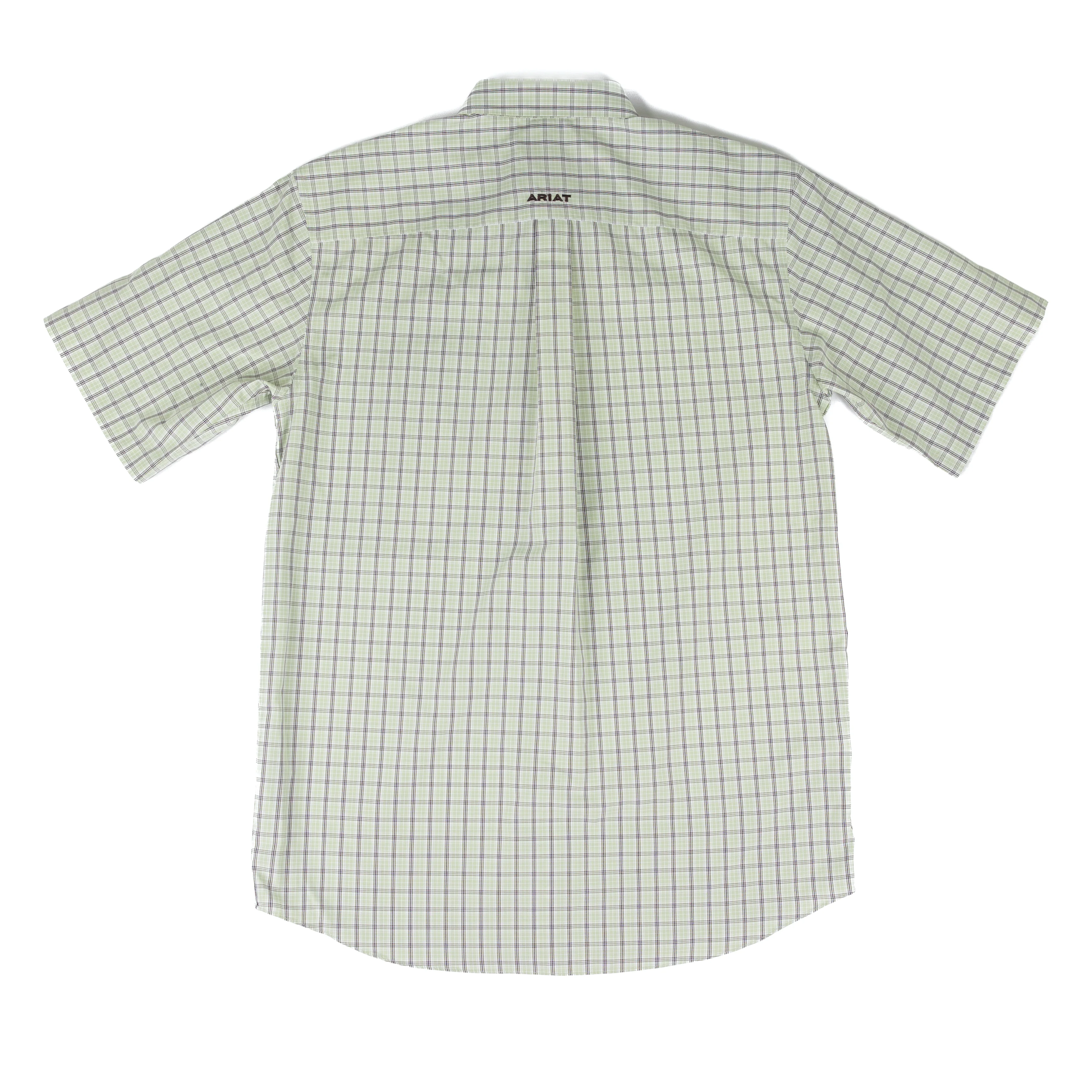 Men's Ariat Short Sleeve Green Plaid Wrinkle Free Classic Fit Shirt 10073695 - Image 2