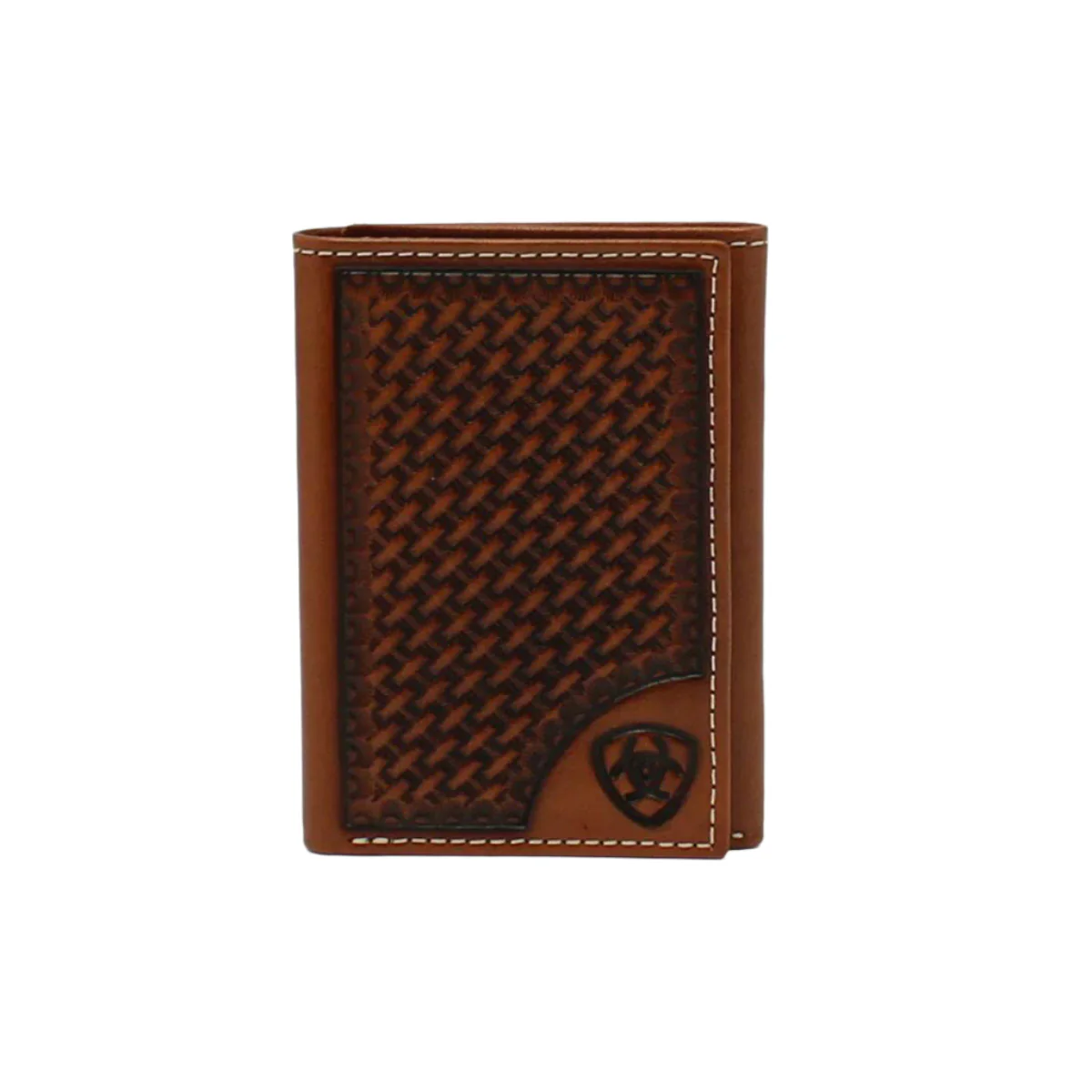 Men's Ariat Tan Trifold Basketweave Design Wallet A3550408