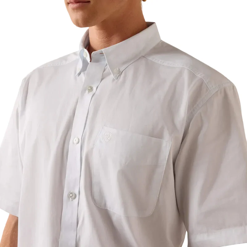 Men's Ariat White Lightweight Twill Classic Fit Shirt 10073615 - Image 4