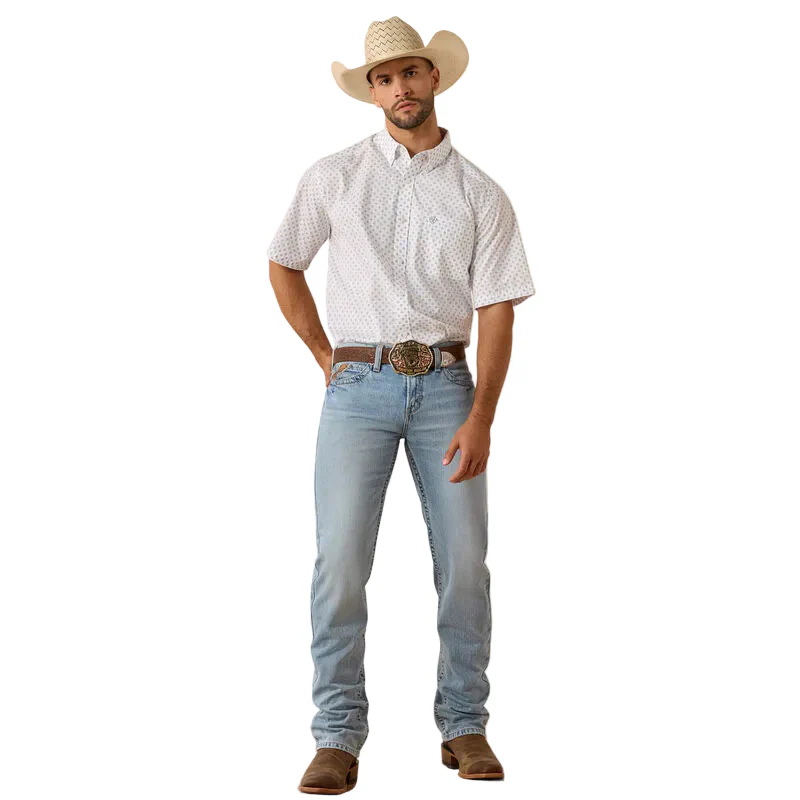 Men's Ariat White Medallion Print Tenzin Classic Fit Shirt 10071733 - Image 3