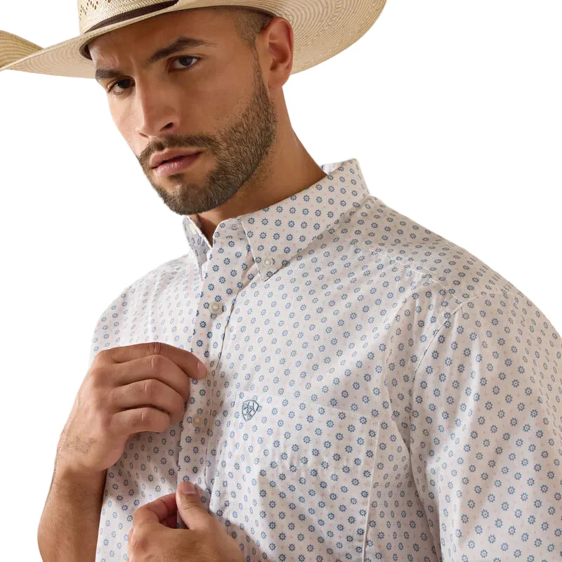 Men's Ariat White Medallion Print Tenzin Classic Fit Shirt 10071733 - Image 4