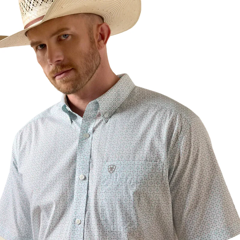 Men's Ariat White Multi Geo Print Wrinkle Free Welsh Classic Fit Shirt 10073700 - Image 3
