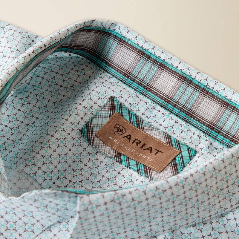 Men's Ariat White Multi Geo Print Wrinkle Free Welsh Classic Fit Shirt 10073700 - Image 4