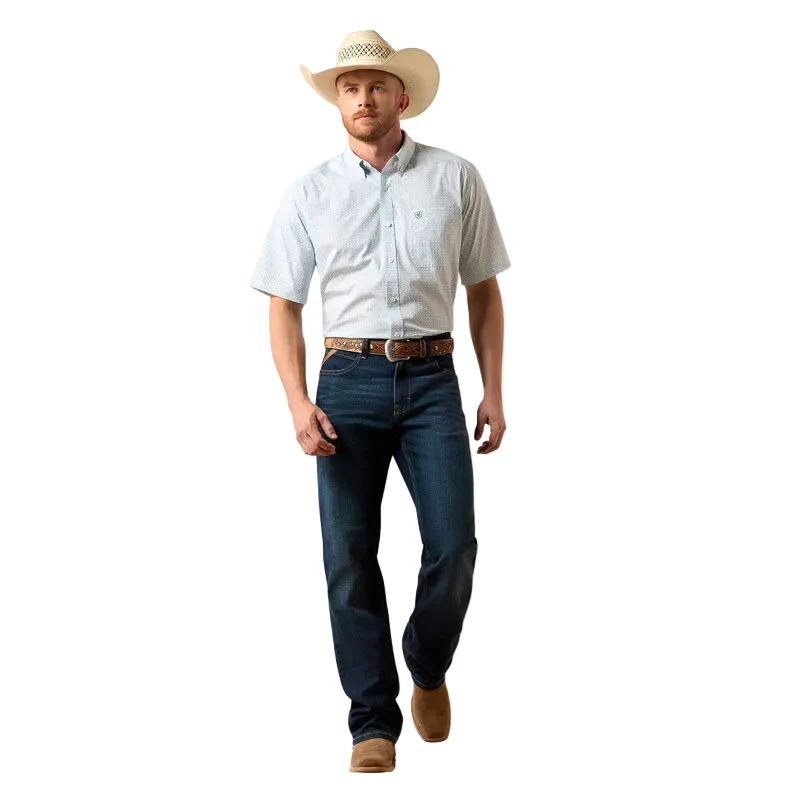 Men's Ariat White Multi Geo Print Wrinkle Free Welsh Classic Fit Shirt 10073700 - Image 5