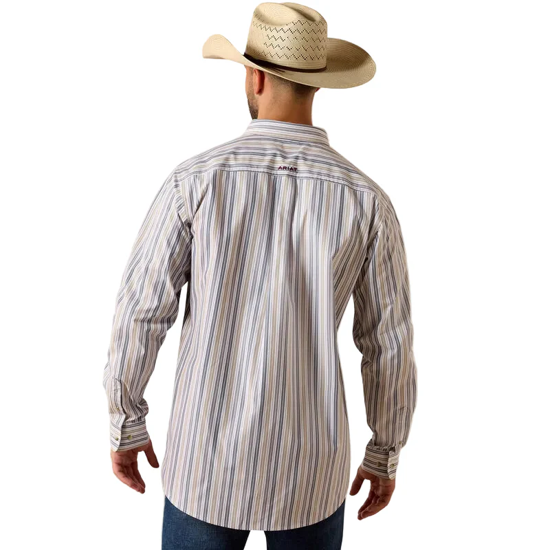 Men's Ariat White Stripe Pro Series Pryce Fitted Shirt 10071575 - Image 2