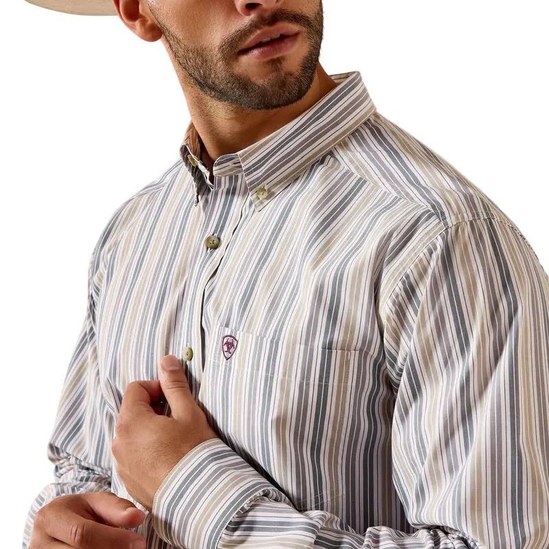 Men's Ariat White Stripe Pro Series Pryce Fitted Shirt 10071575 - Image 4
