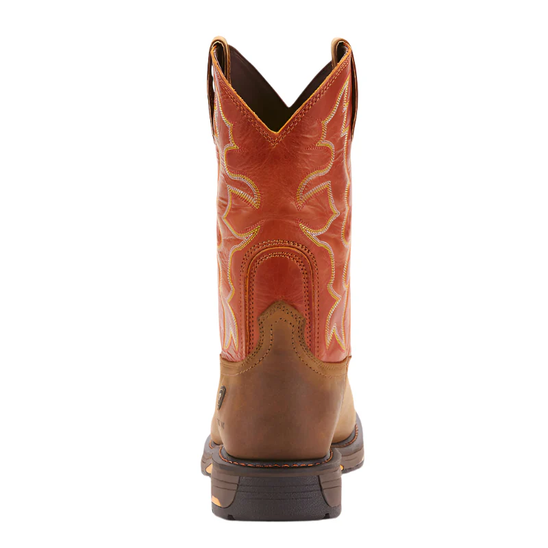 Men's Ariat WorkHog Brown Wide Square Toe Steel Toe Work Boots 10006961 - Image 2