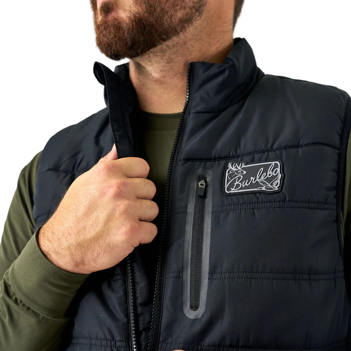 Men's Burlebo Black Puffer Vest PV-BLK - Image 2