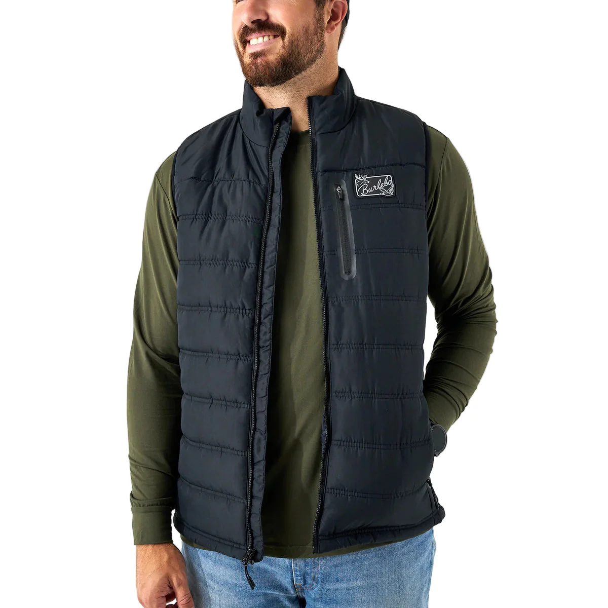 Men's Burlebo Black Puffer Vest PV-BLK - Image 4