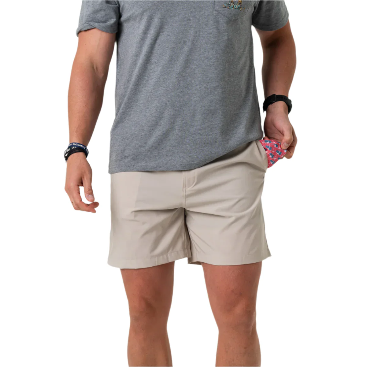 Men's Burlebo Everyday Short - Light Khaki - American Flag Pocket ES-LK-AF - Image 3