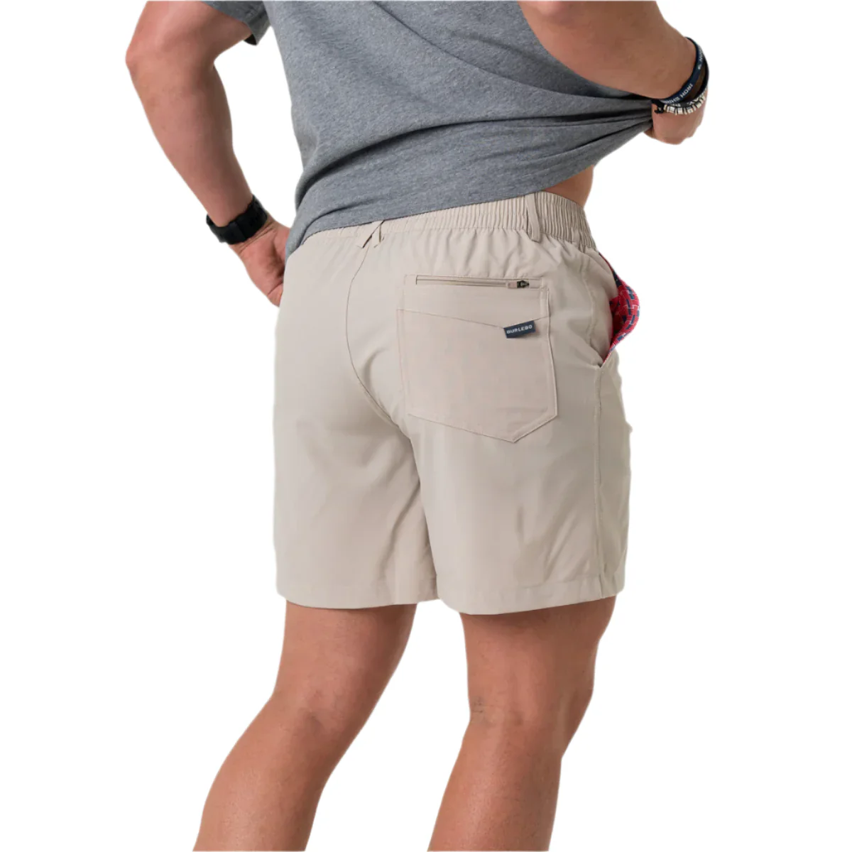 Men's Burlebo Everyday Short - Light Khaki - American Flag Pocket ES-LK-AF - Image 4