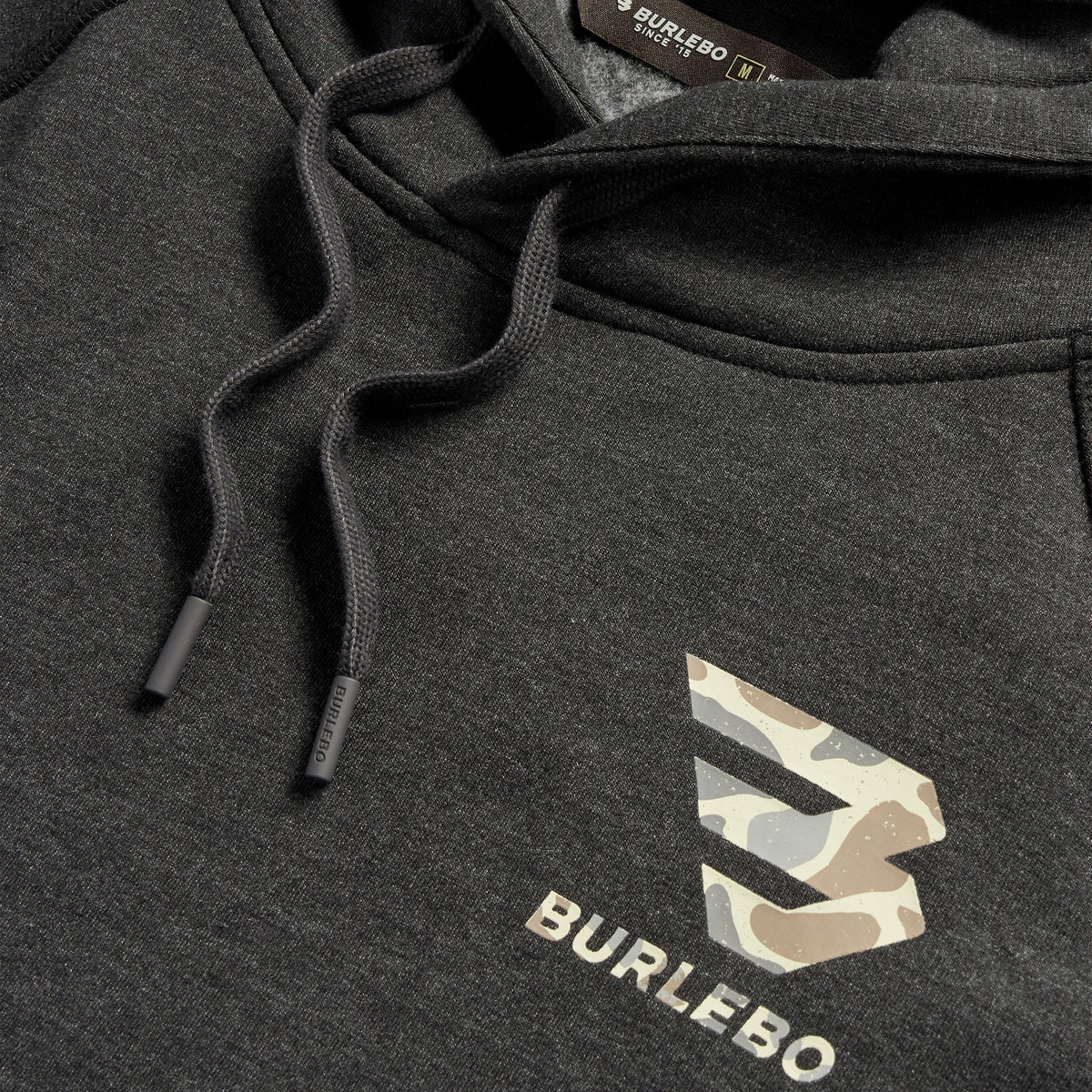 Men's Burlebo Heather Black Fleece Camo Signature Logo Hoodie FH-CSL-HB - Image 7