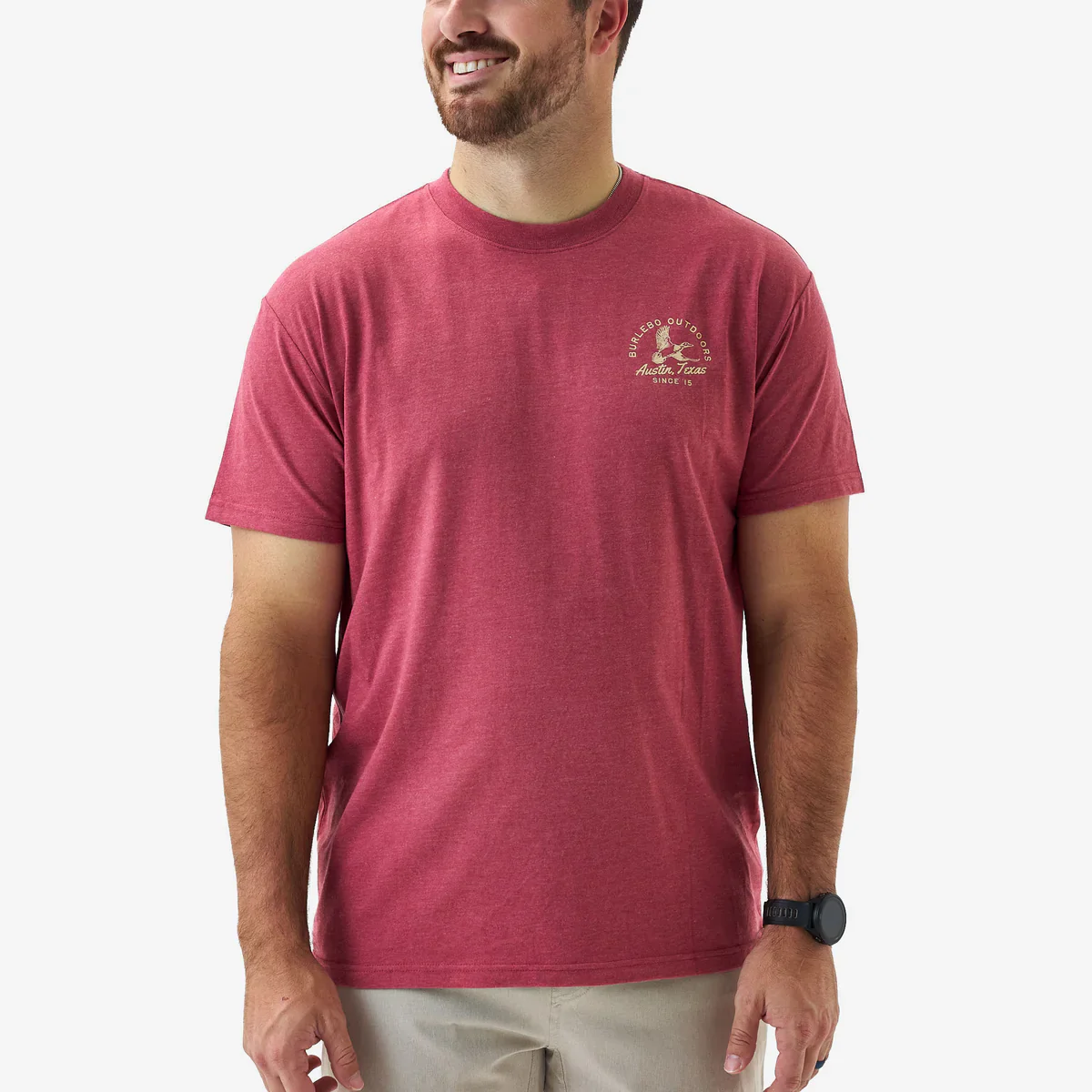 Men's Burlebo Heather Red Classic Duck Short Sleeve T-shirt SST-CLDK-HR - Image 2