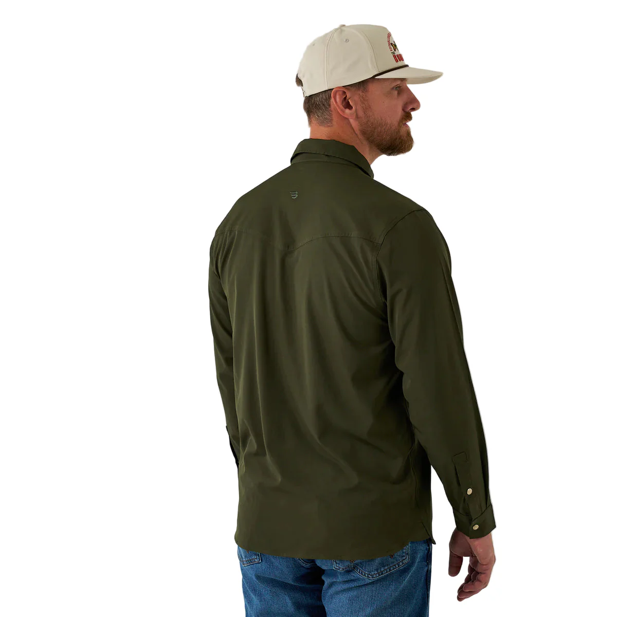 Men's Burlebo Mallard Green Long Sleeve Performance Western Shirt LSPWS-MG - Image 3