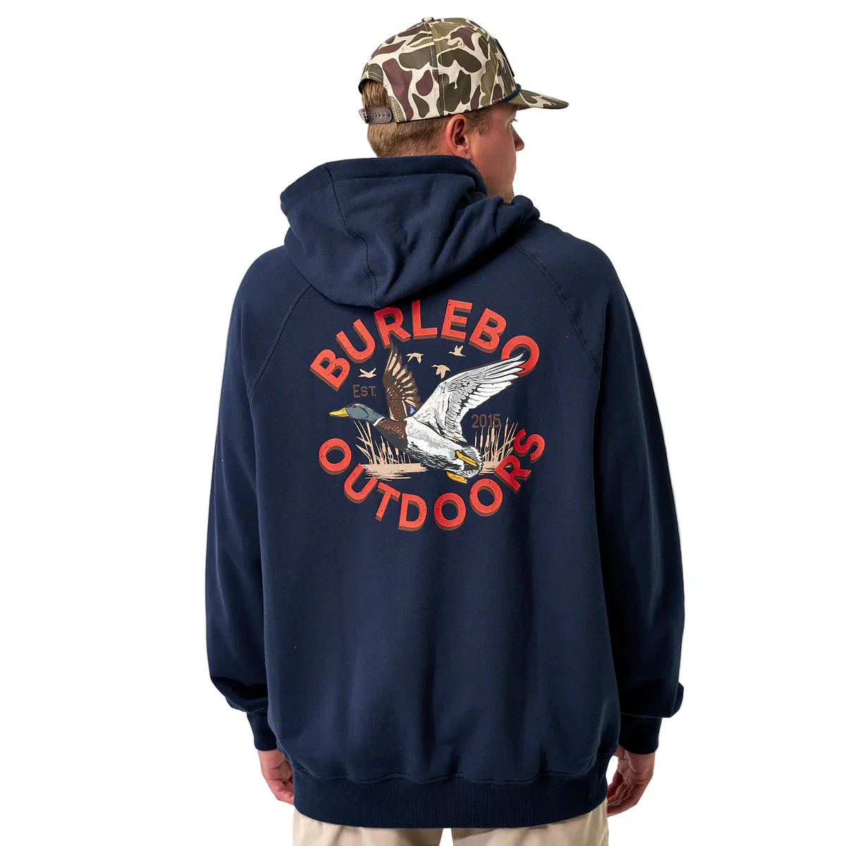 Men's Burlebo Navy Old School Duck Hunt Fleece Hoodie FH-OSDK-NVY