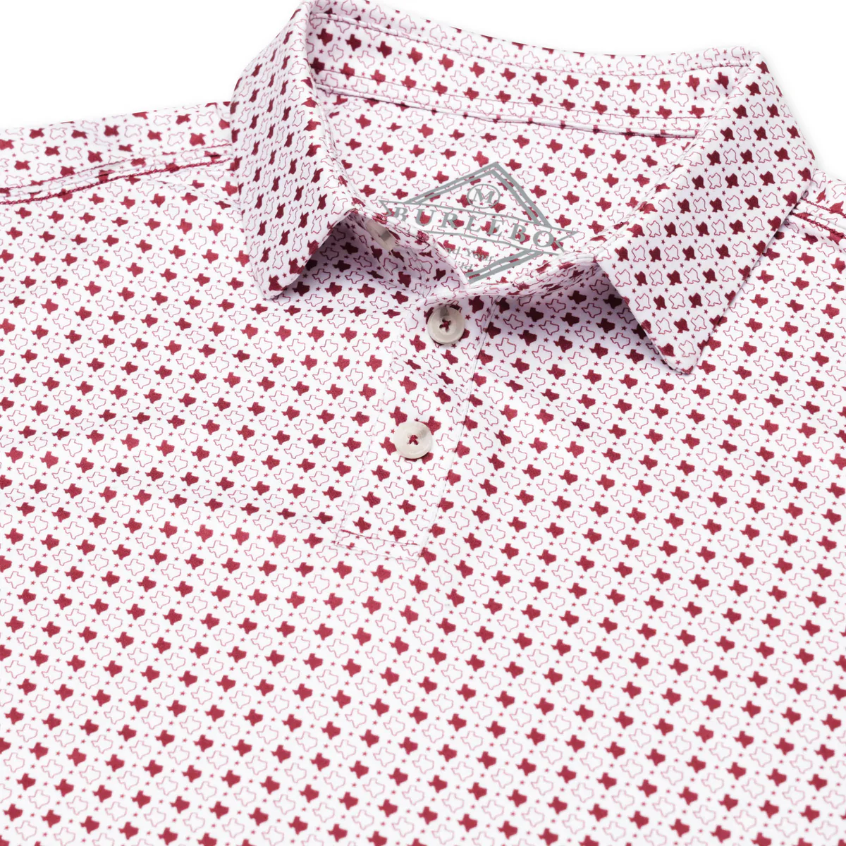 Men's Burlebo Performance Polo - Texas White & Maroon PP-TWAM - Image 2