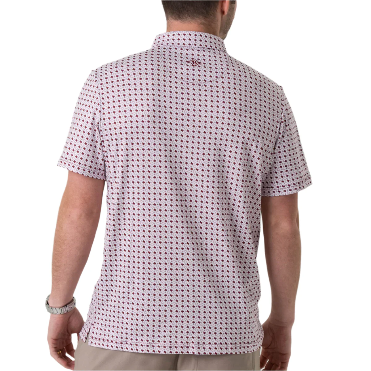 Men's Burlebo Performance Polo - Texas White & Maroon PP-TWAM - Image 3