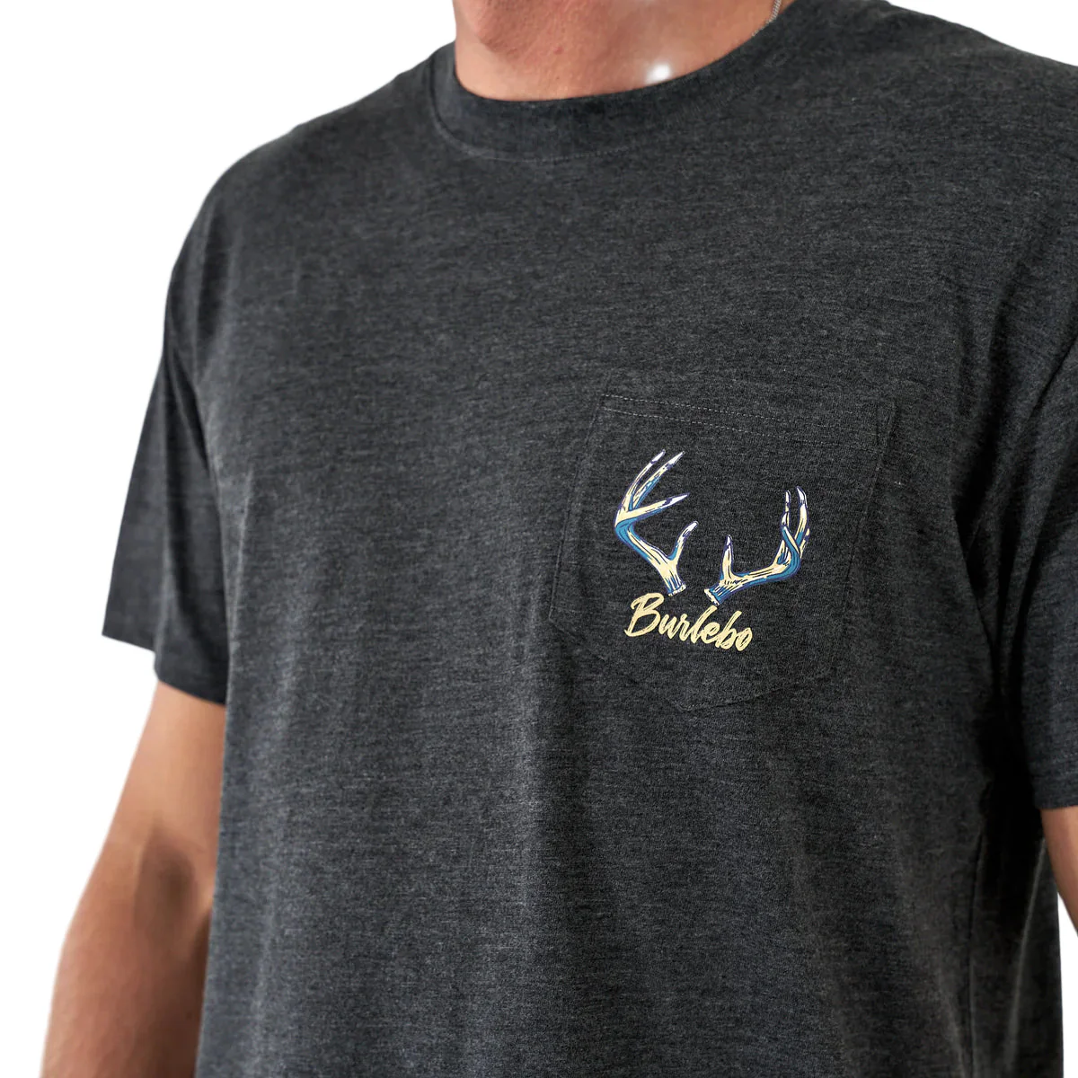 Men's Burlebo Short Sleeve Tee "Whitetail Season" Heather Black SST-WTSZN-HB - Image 3