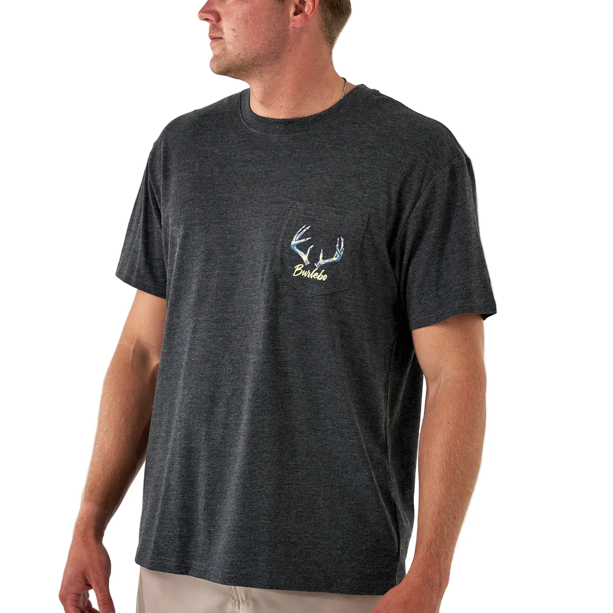 Men's Burlebo Short Sleeve Tee "Whitetail Season" Heather Black SST-WTSZN-HB - Image 4