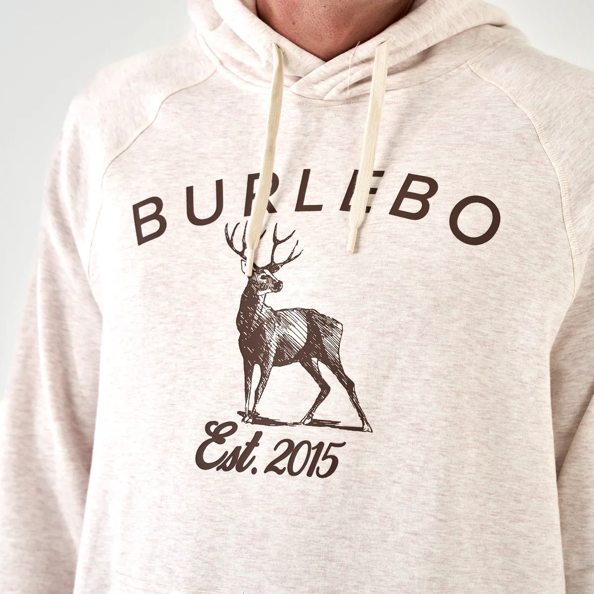 Men's Burlebo Whitetail Deer Camo Heather Oatmeal Fleece Hoodie FH-WTD-HOAT - Image 4