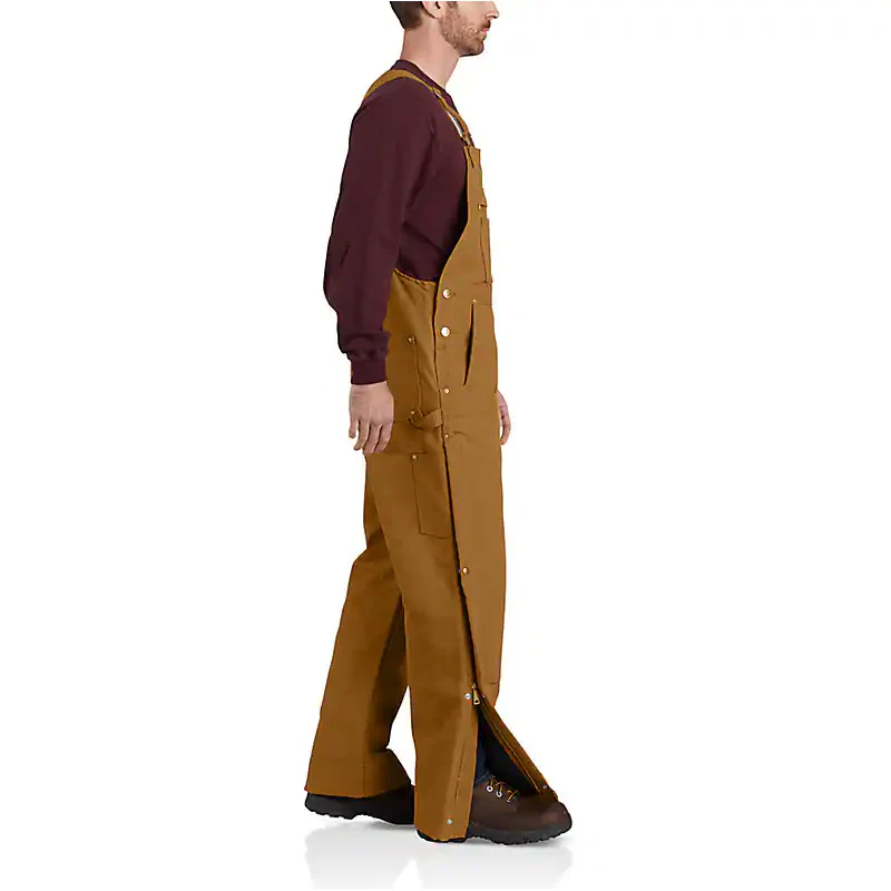 Men's Carhartt Loose Fit Firm Duck Insulated Bib Overall 106672-BRN - Image 3