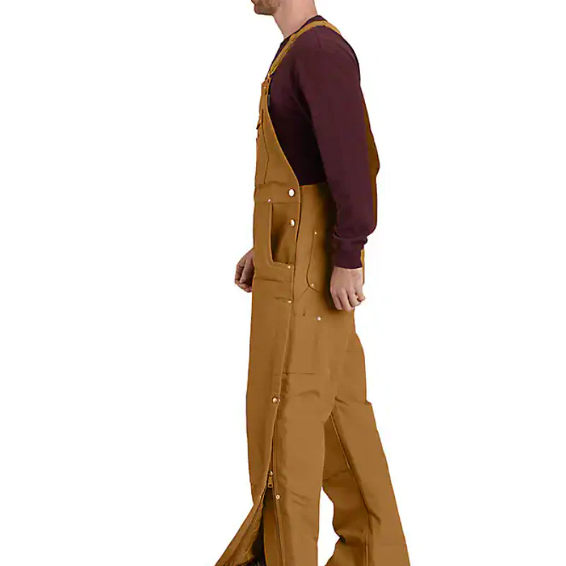Men's Carhartt Loose Fit Firm Duck Insulated Bib Overall 106672-BRN - Image 4