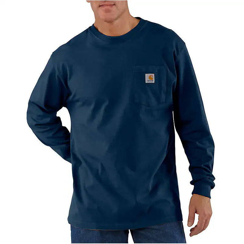 Men's Carhartt Loose Fit Long Sleeve Pocket T-shirt - Navy K126-NVY