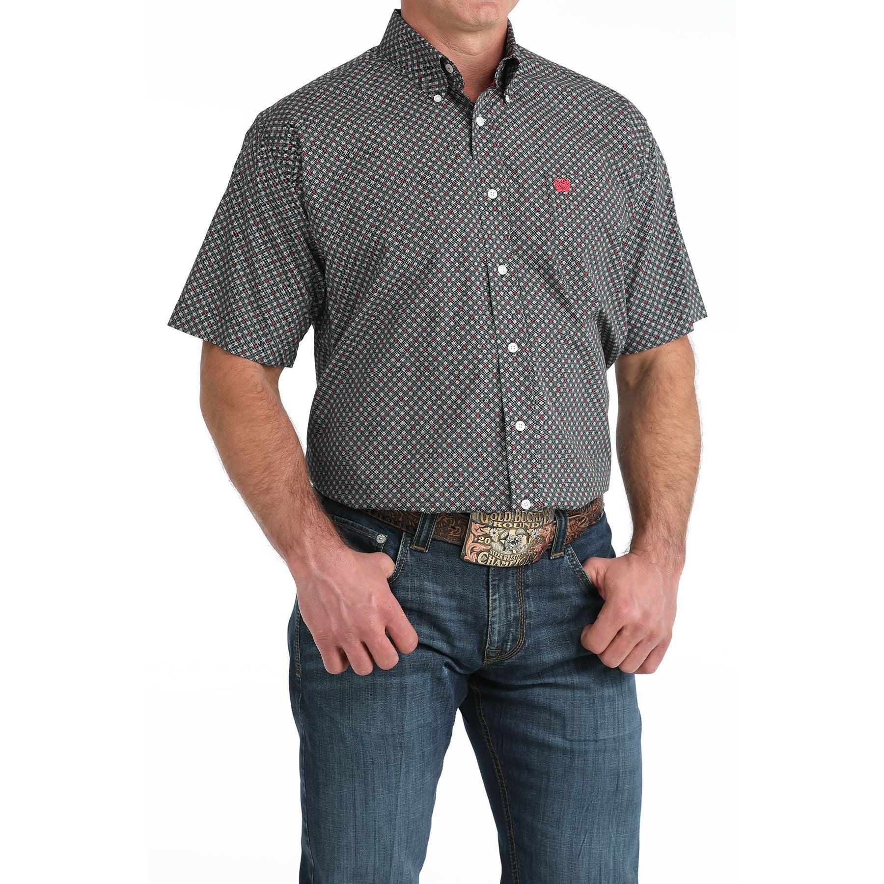 Men's Cinch Black Printed Short Sleeve Shirt MTW1111500 - Image 3