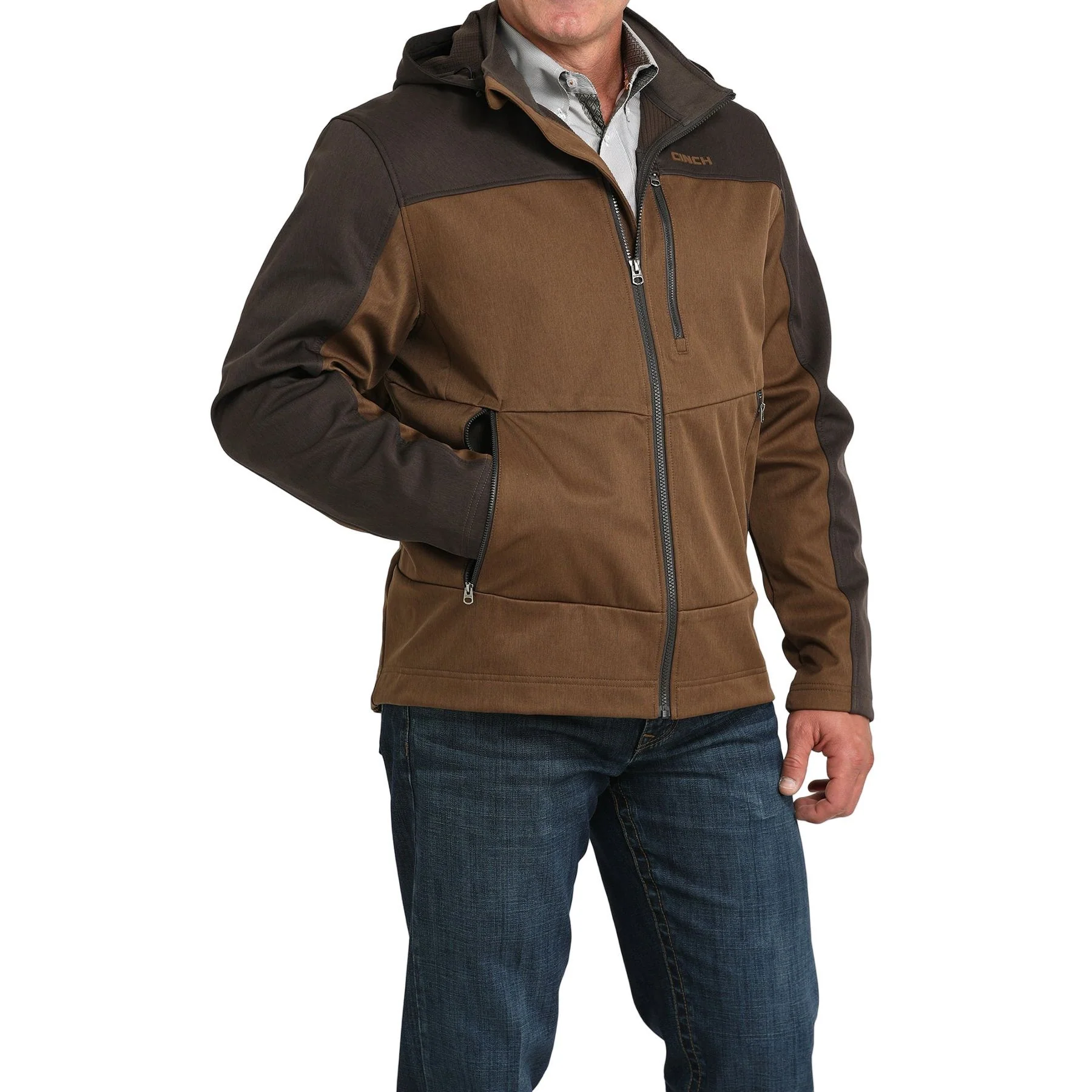 Men's Cinch Brown Hooded Patch Jacket MWJ1593005 - Image 2