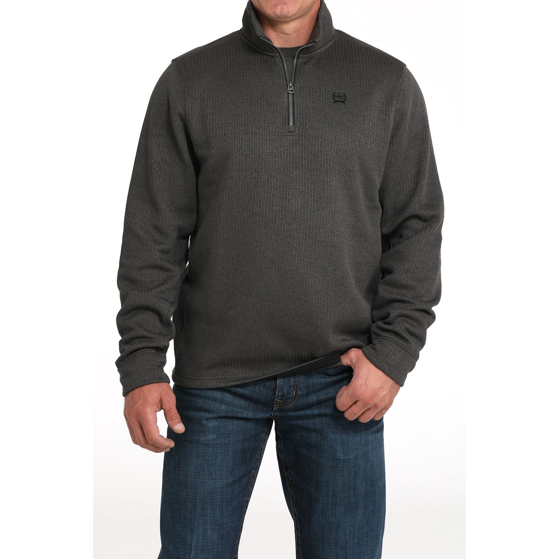 Men's Cinch Charcoal Quarte-zip Fleece Sweater MWK1080020 - Image 4
