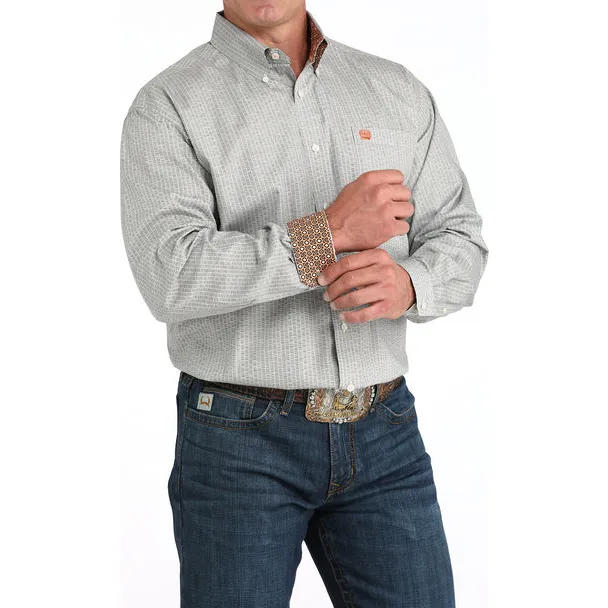 Men's Cinch Cream Geometric Print Button Up Shirt MTW1105961 - Image 4