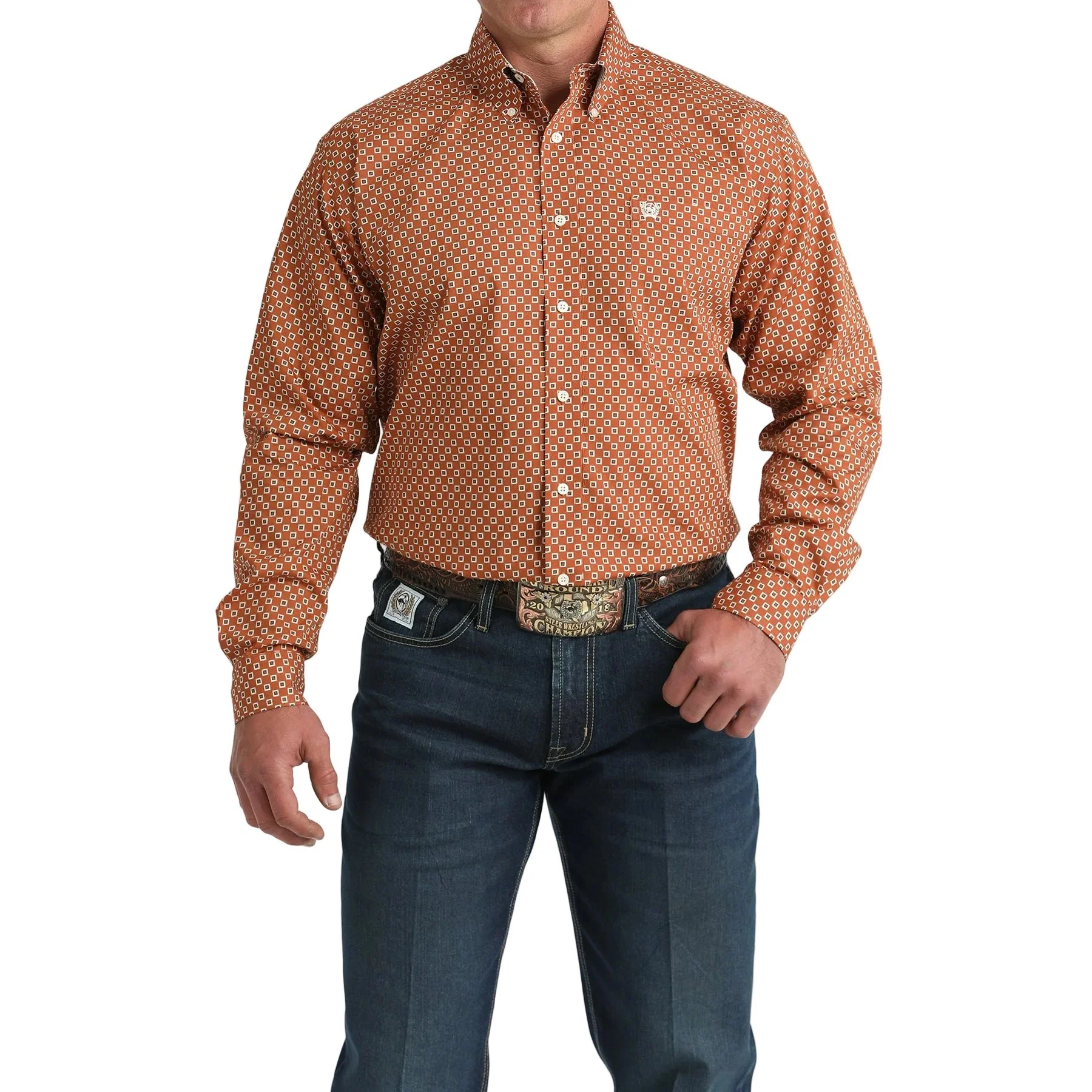 Men's Cinch Geo Print Button Down Shirt MTW1106029
