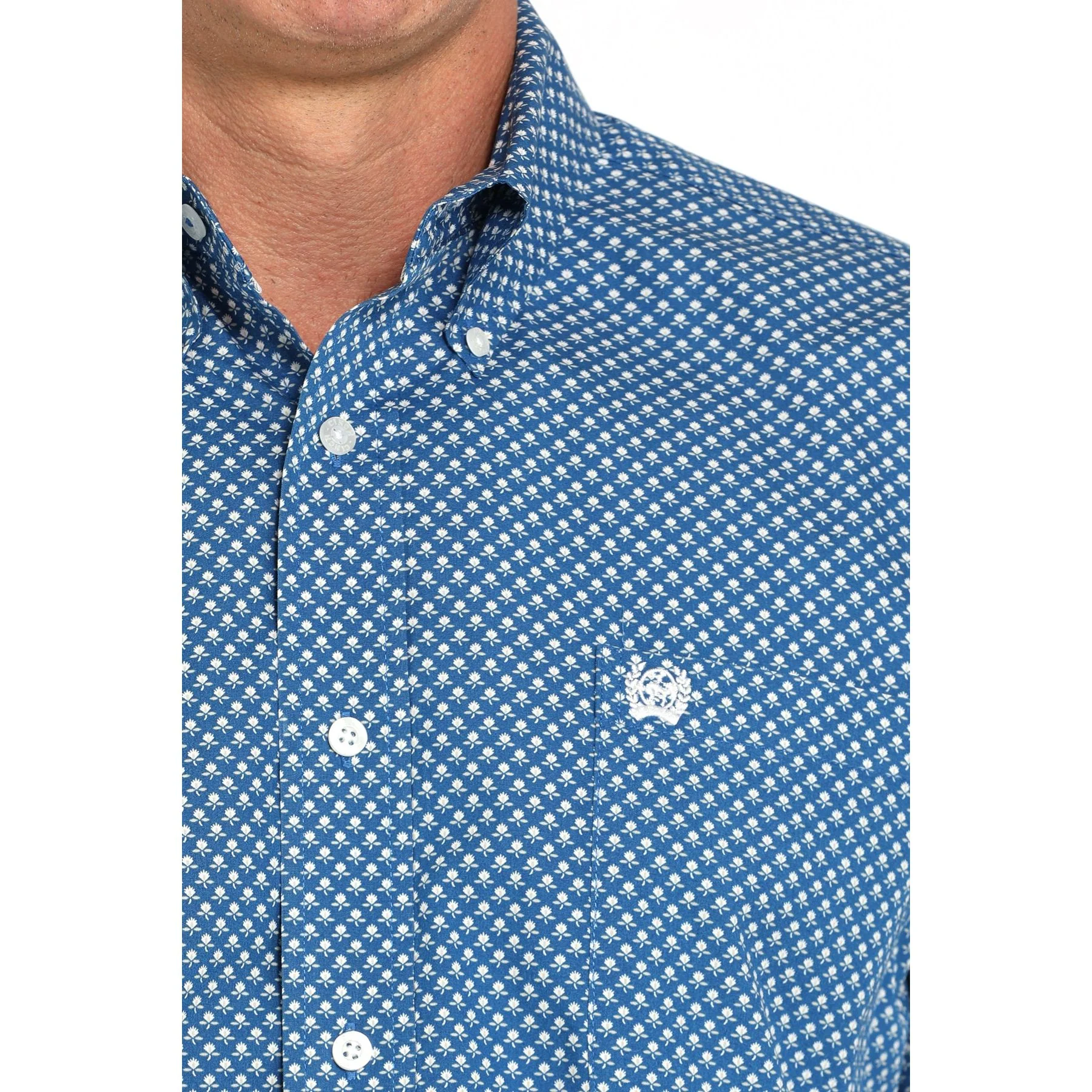 Men's Cinch Geo Print Royal Blue Long Sleeve Button Up MTW1105928 - Image 4