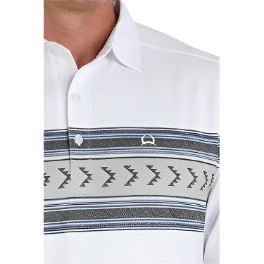 Men's Cinch Geometric Print Polo - White MTK1863047 - Image 3