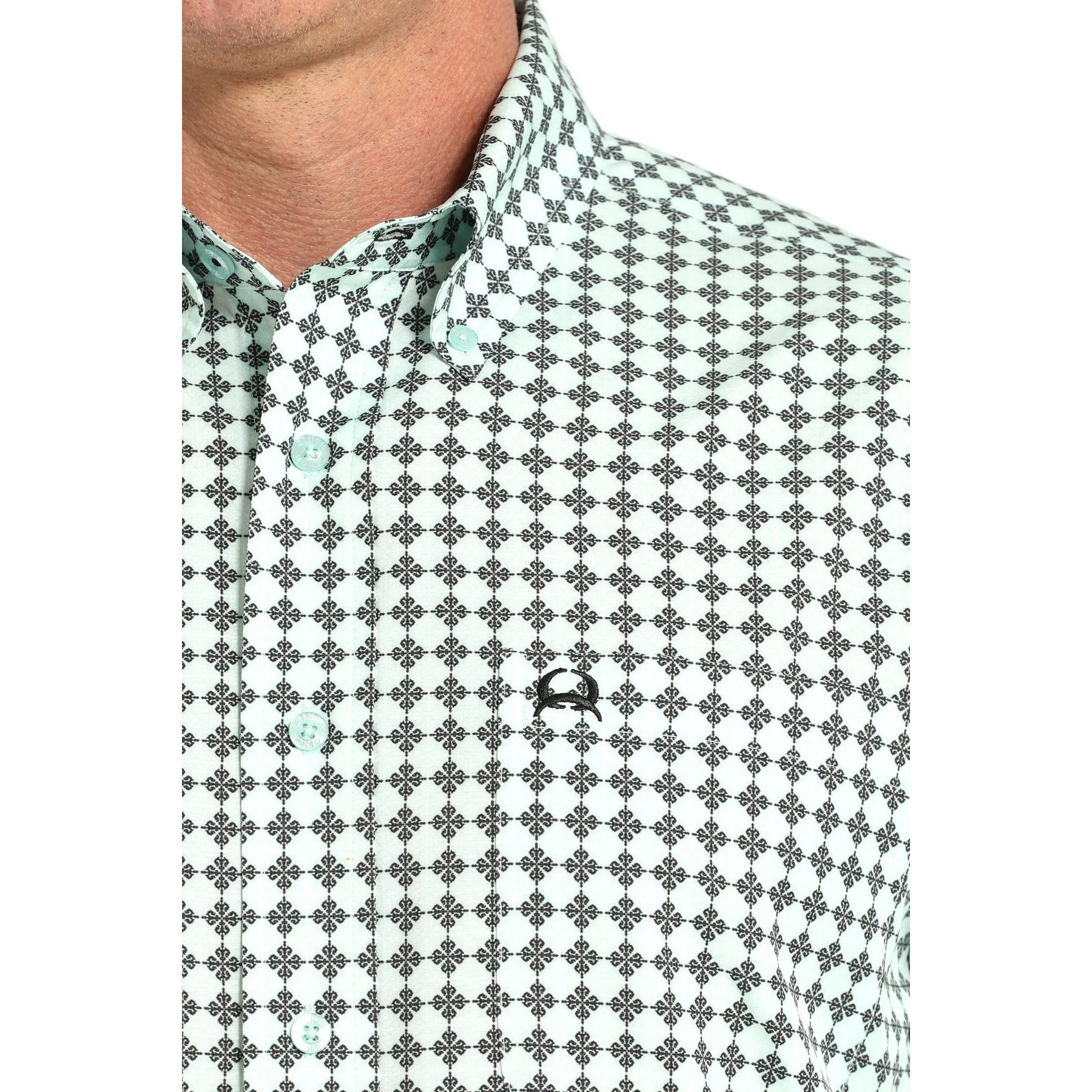 Men's Cinch Light Blue Short Sleeve Arenflex Button-Down Western Shirt MTW1704159-LTB - Image 2