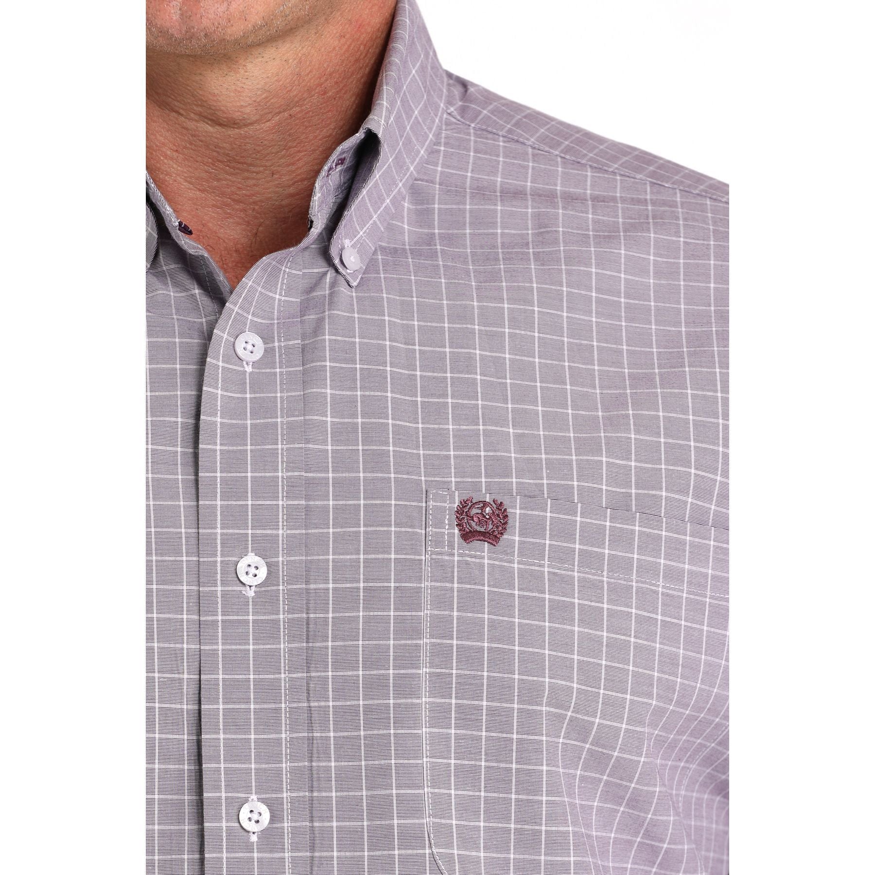 Men's Cinch Light Purple Plaid Print Western Shirt MTW1105976 - Image 3