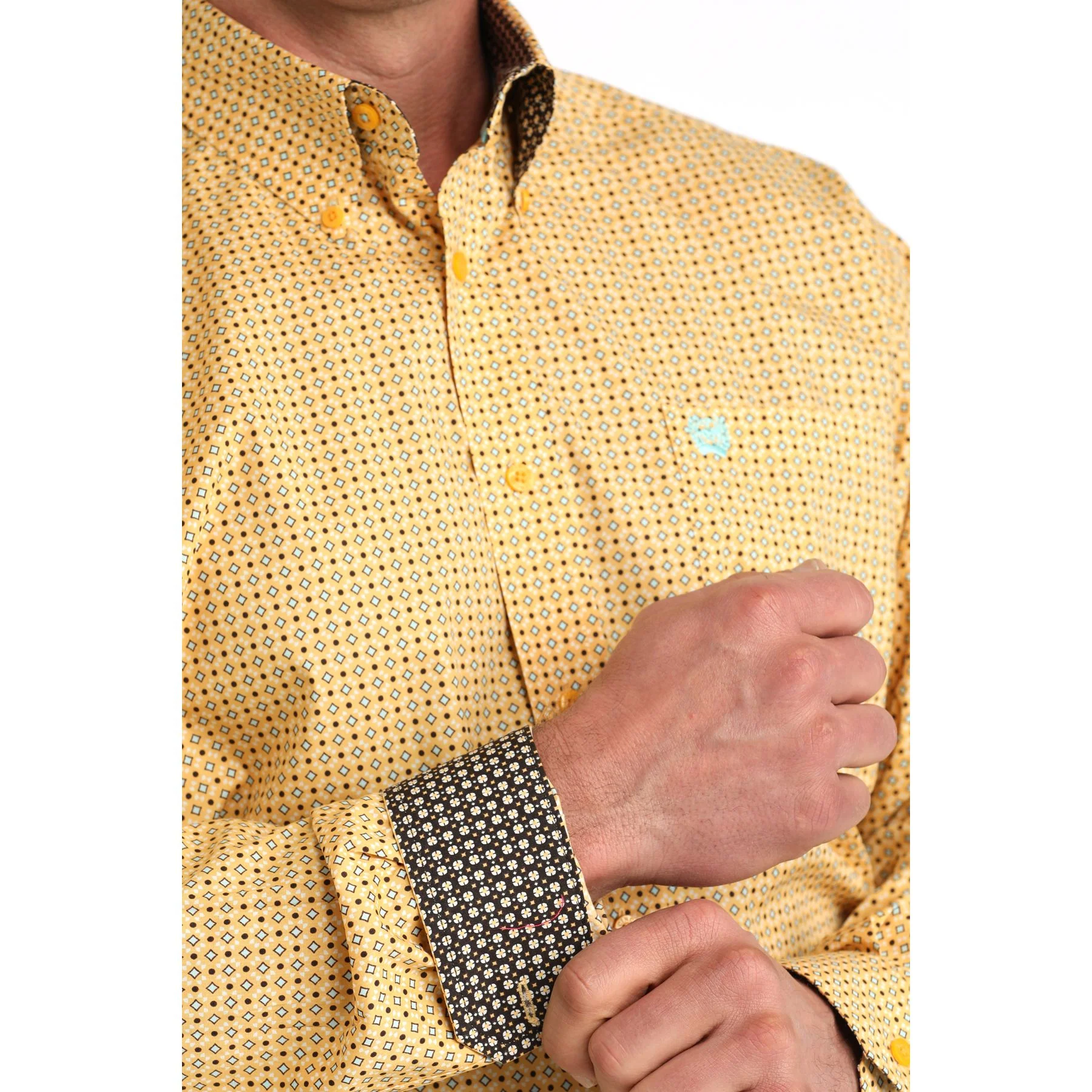 Men's Cinch Long Sleeve Gold Printed Button Down Shirt MTW1106068 - Image 3