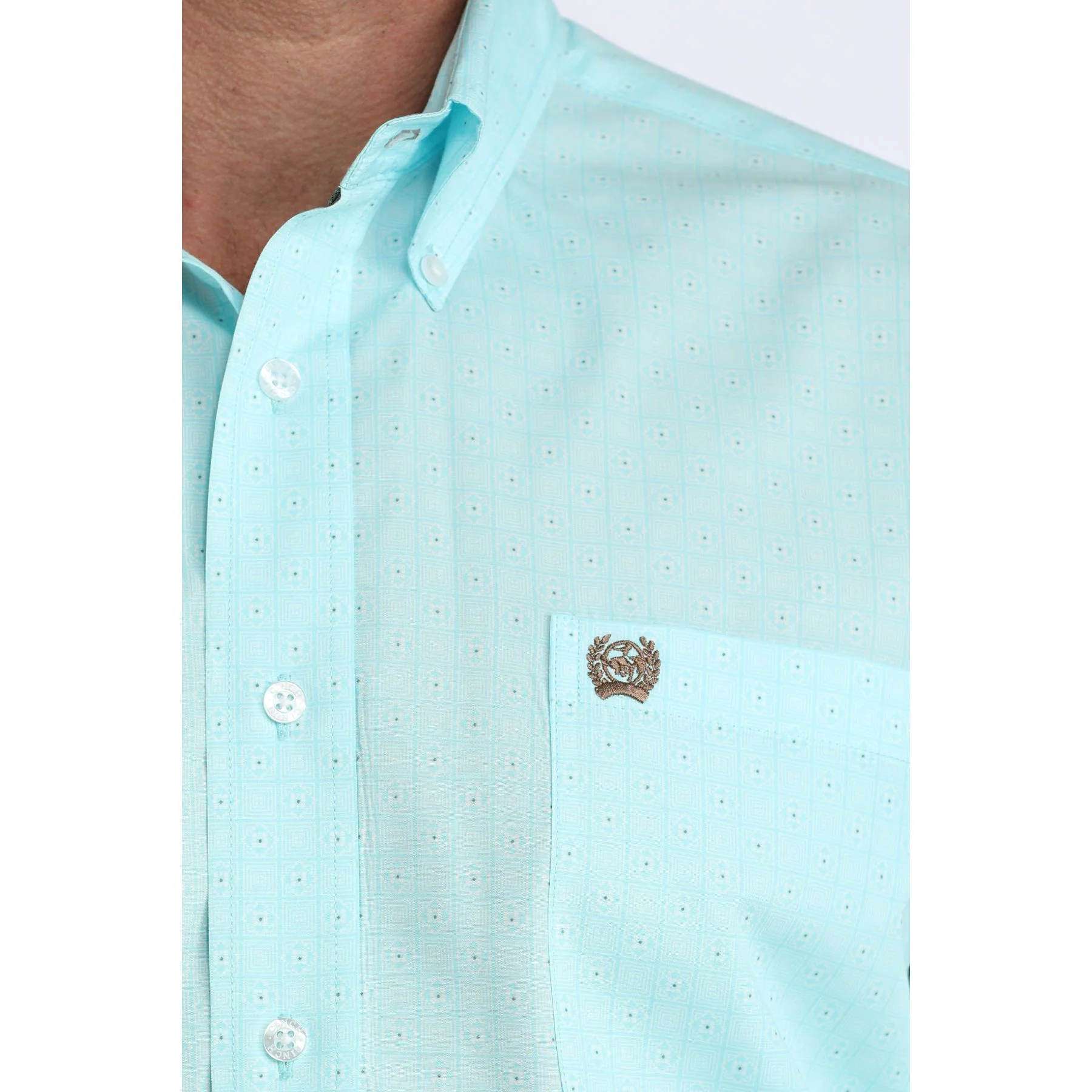 Men's Cinch Long Sleeve Light Blue Printed Button Down Shirt MTW1106062 - Image 3