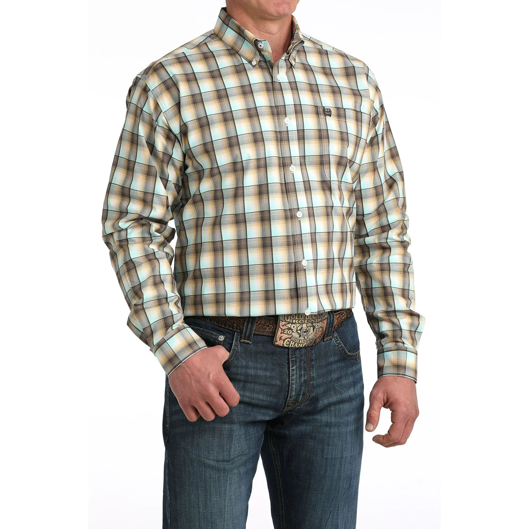 Men's Cinch Long Sleeve Multicolor Plaid Button Up Shirt MTW1106067 - Image 2