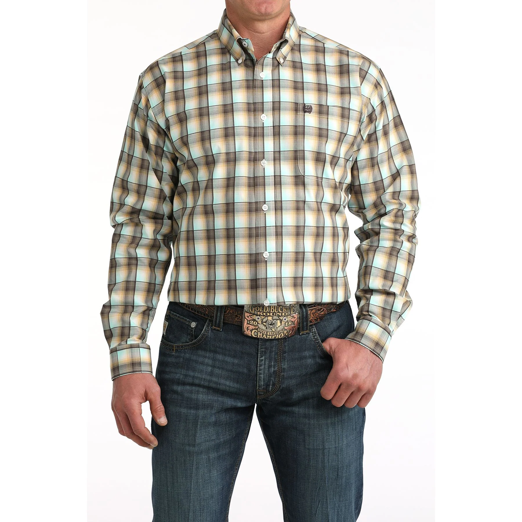 Men's Cinch Long Sleeve Multicolor Plaid Button Up Shirt MTW1106067 - Image 4