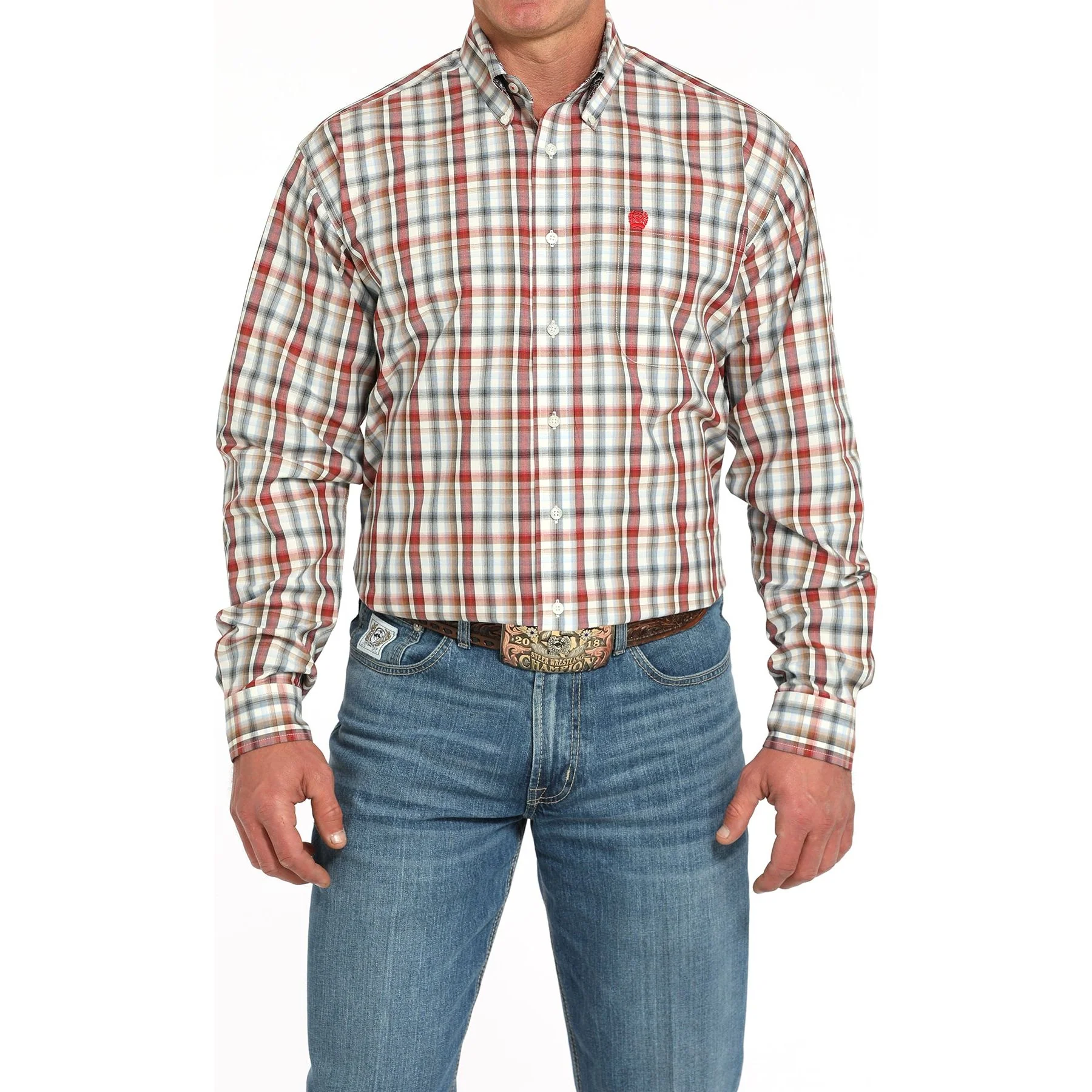 Men's Cinch Long Sleeve Plaid Button Up MTW1105946-CRE - Image 4