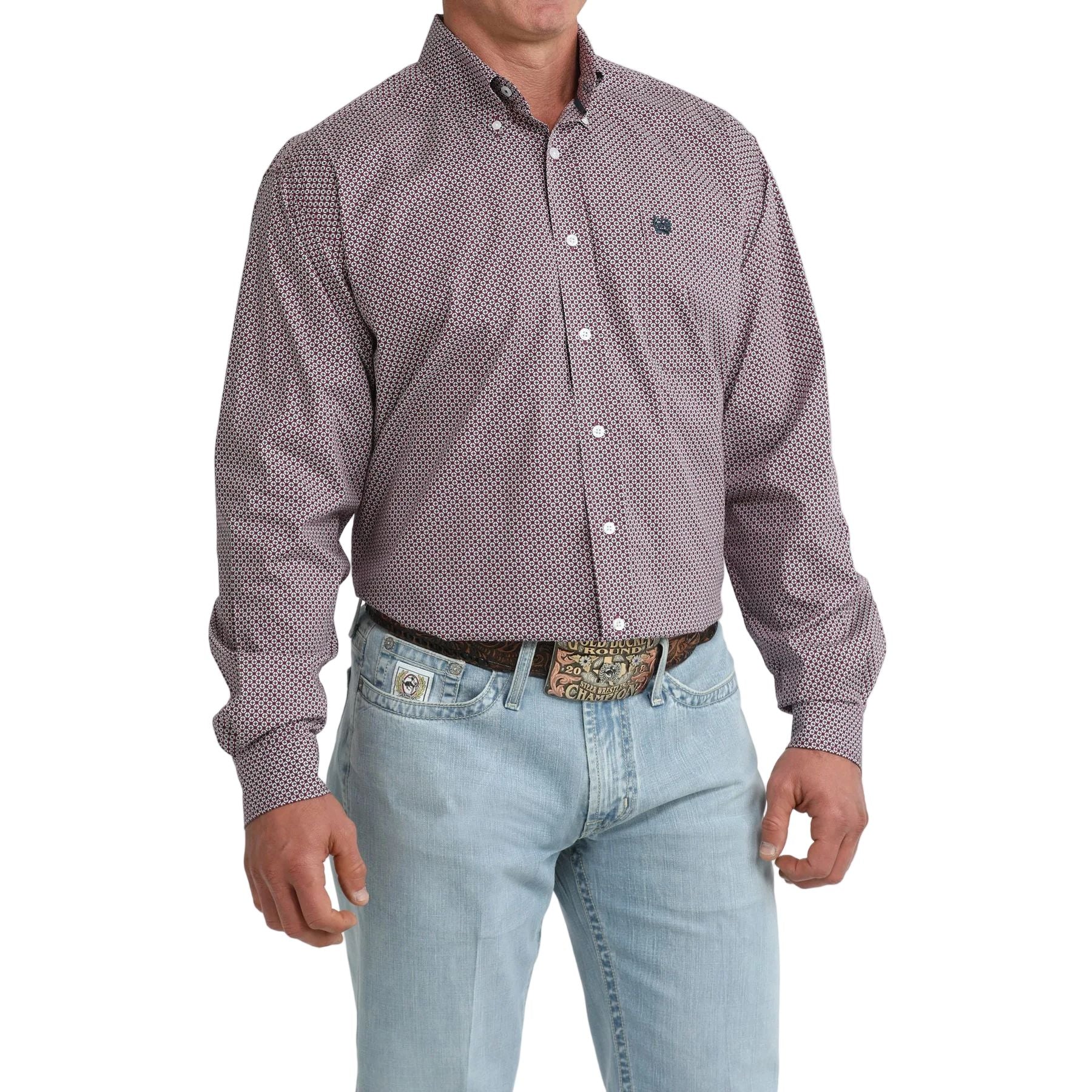 Men's Cinch Long Sleeve Purple Printed Button Down Shirt MTW1106108 - Image 2