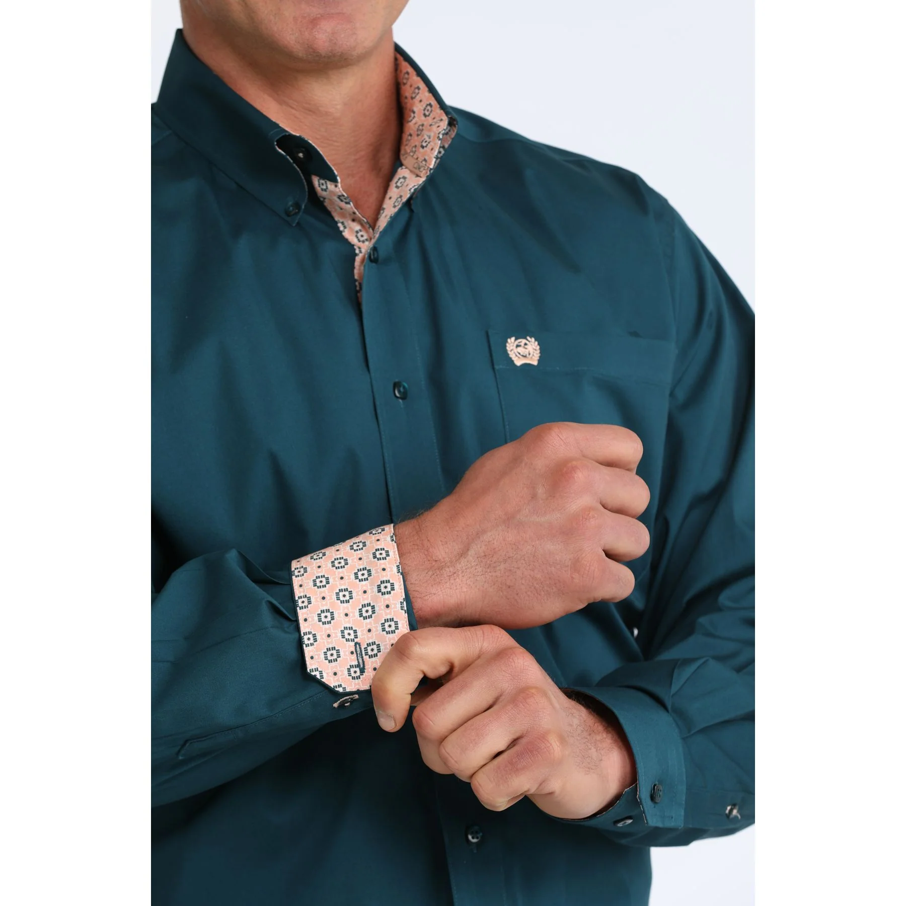 Men's Cinch Long Sleeve Solid Teal Button Down Shirt MTW1106106 - Image 3