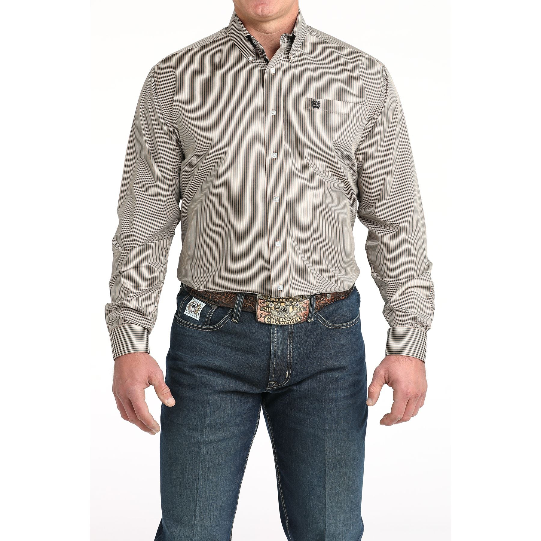 Men's Cinch Long Sleeve Stripe Button Up Western Shirt MTW1106021 - Image 3