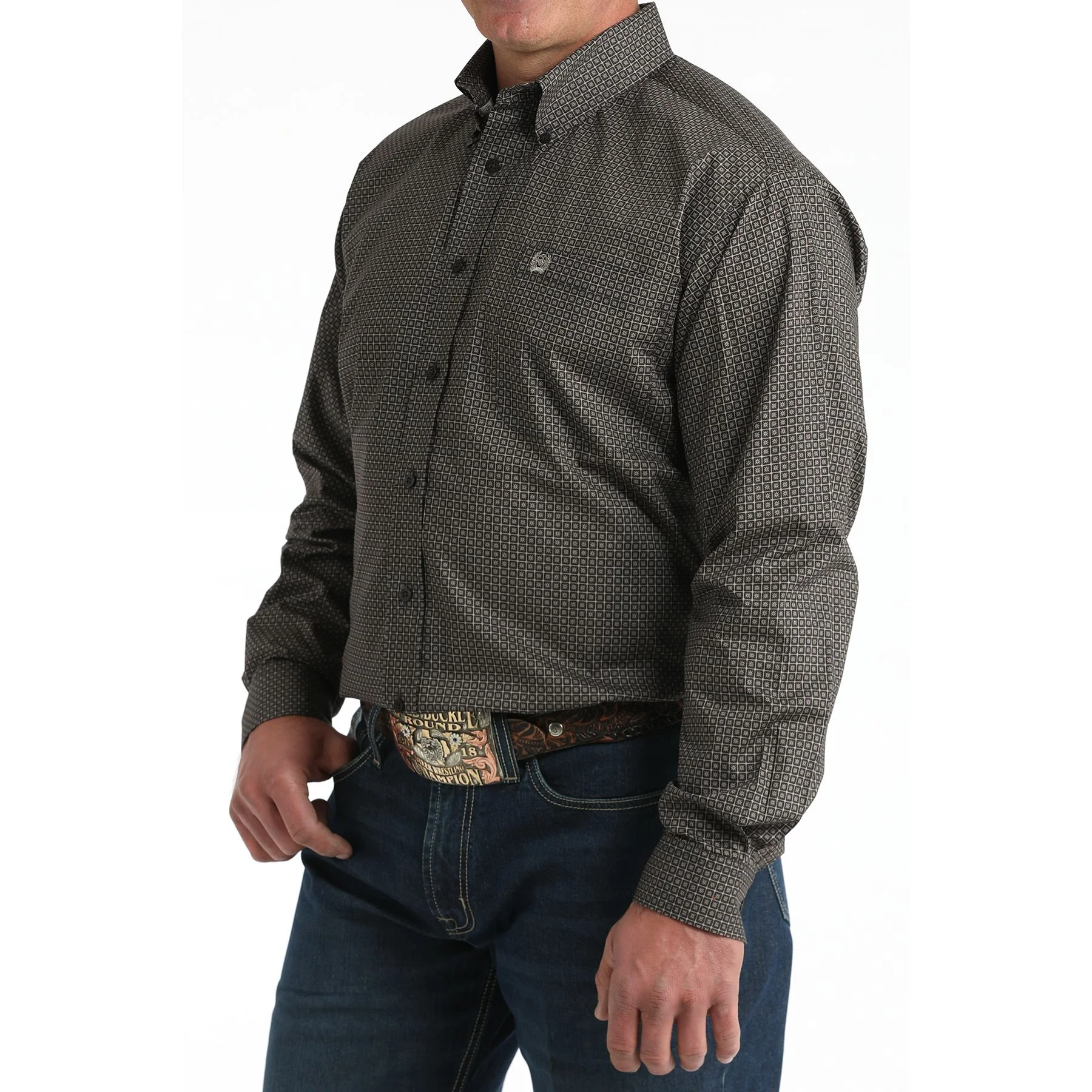 Men's Cinch Micro Geo Print Long Sleeve Button-Down Stretch Western Shirt MTW1106004 - Image 2