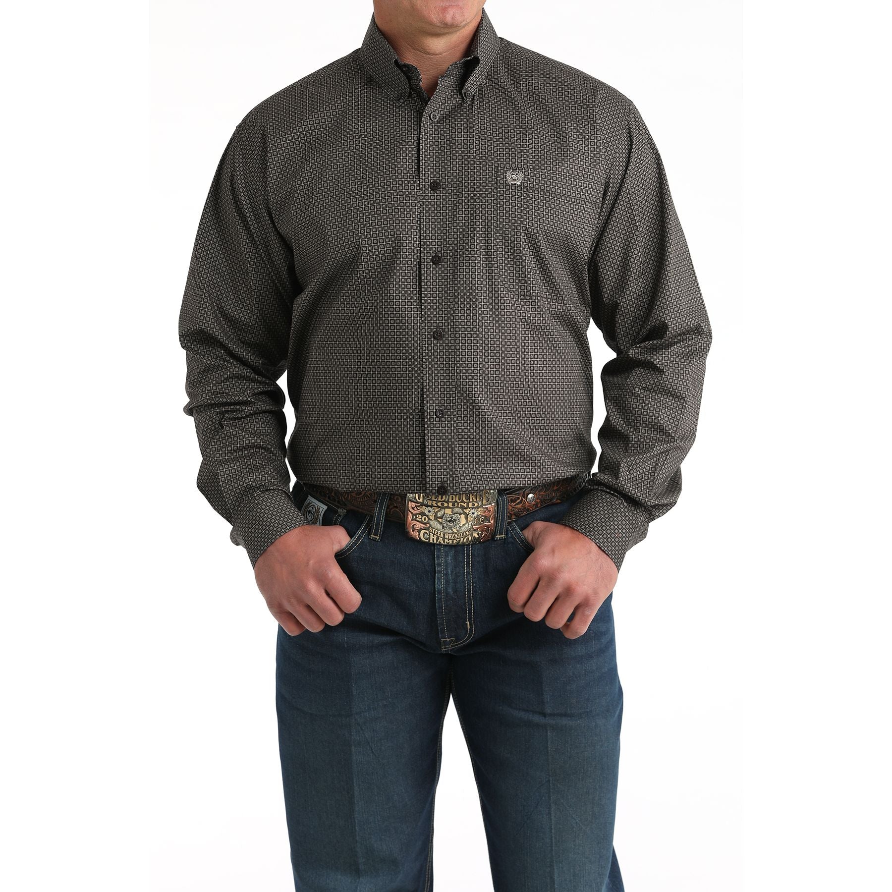 Men's Cinch Micro Geo Print Long Sleeve Button-Down Stretch Western Shirt MTW1106004 - Image 4
