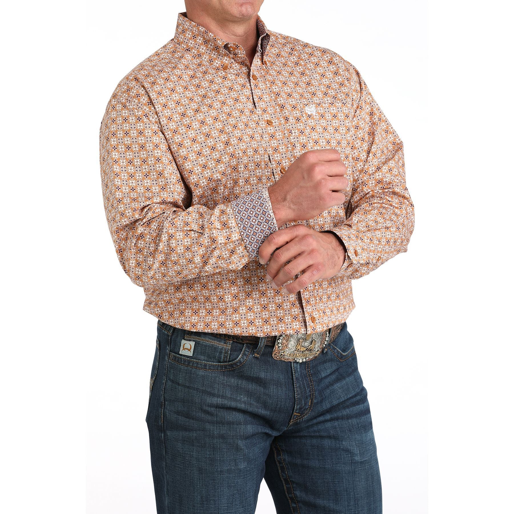 Men's Cinch Purple and Brown Western Long Sleeve Shirt MTW1105979 - Image 2