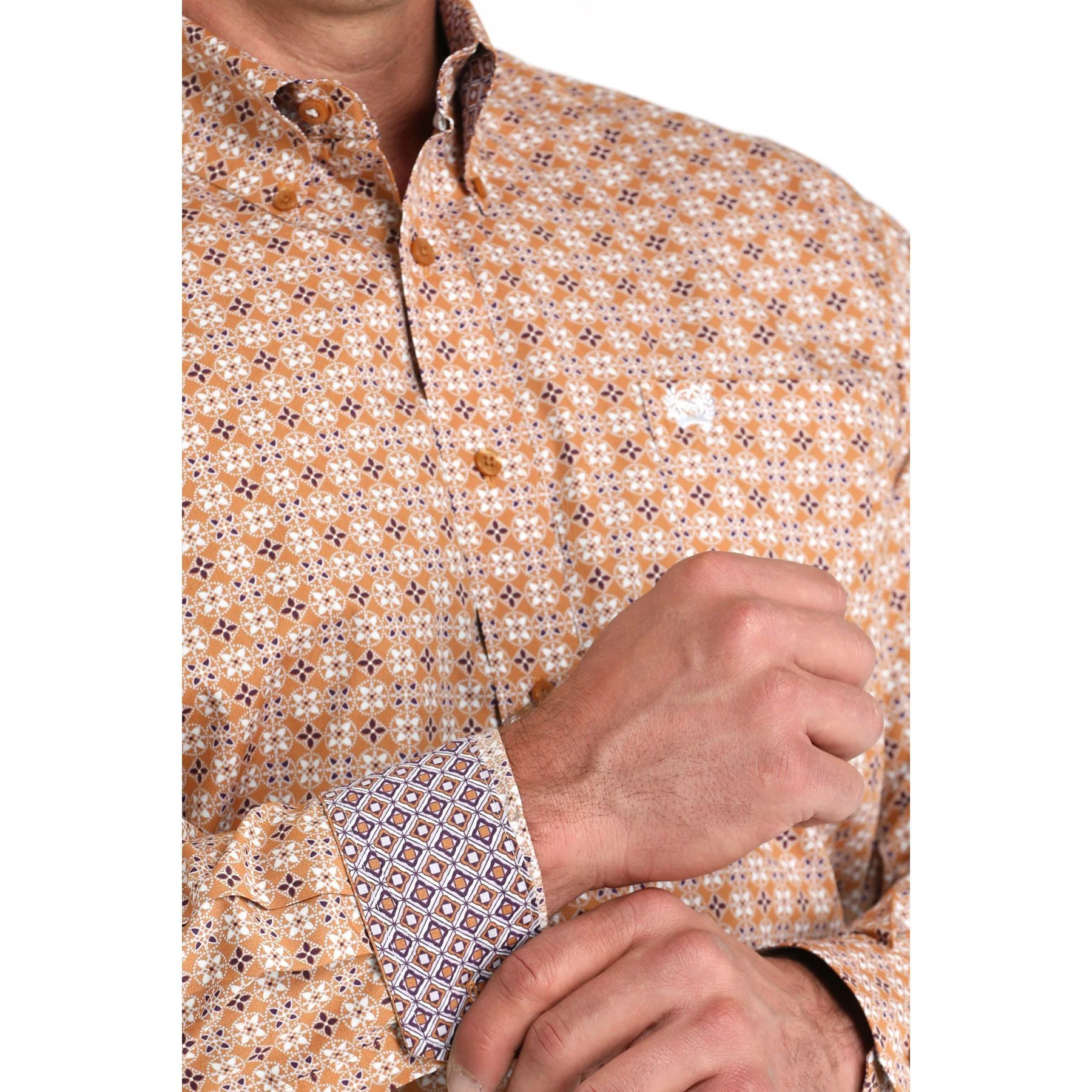 Men's Cinch Purple and Brown Western Long Sleeve Shirt MTW1105979 - Image 3