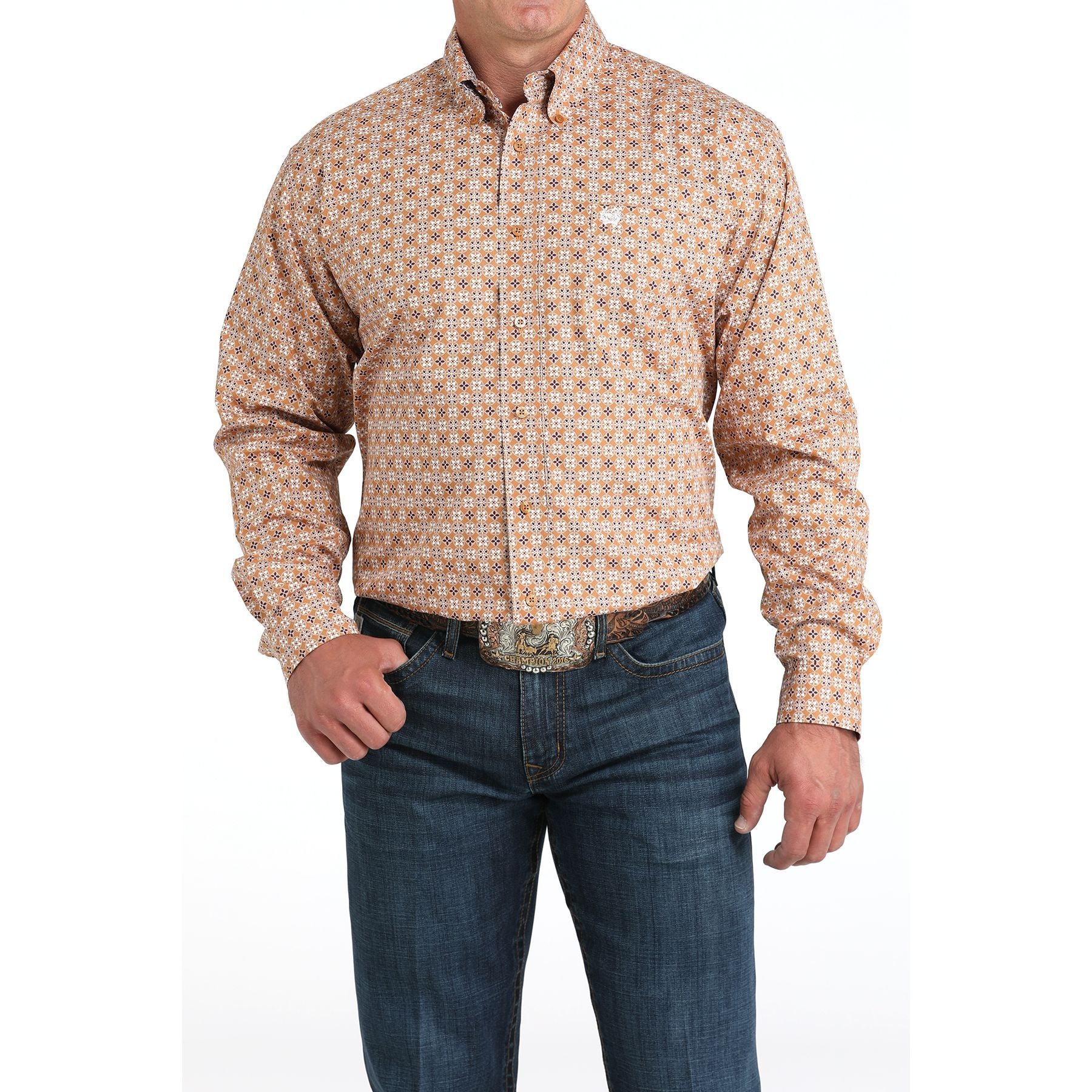 Men's Cinch Purple and Brown Western Long Sleeve Shirt MTW1105979 - Image 4